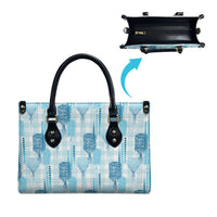 Aloha Hawaii Vintage Kahili Pa'a Lima Leather Bag Palaka Print Oceanic Turquoise
