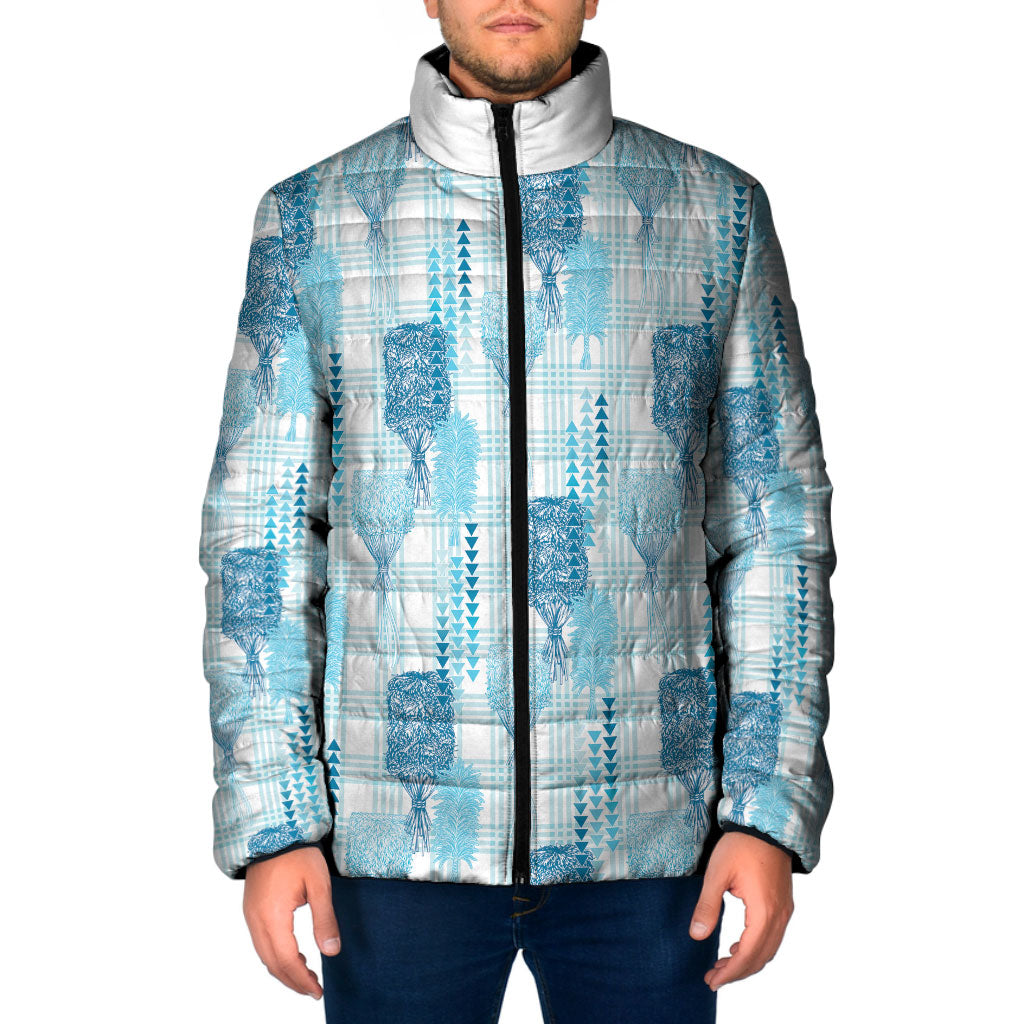 Aloha Hawaii Vintage Kahili Pa'a Lima Padded Jacket Palaka Print Oceanic Turquoise
