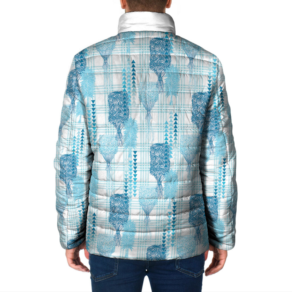 Aloha Hawaii Vintage Kahili Pa'a Lima Padded Jacket Palaka Print Oceanic Turquoise