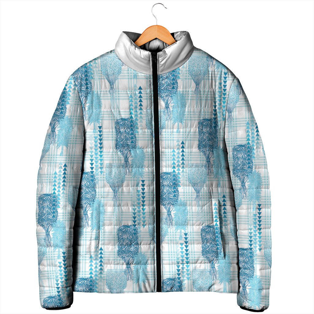 Aloha Hawaii Vintage Kahili Pa'a Lima Padded Jacket Palaka Print Oceanic Turquoise