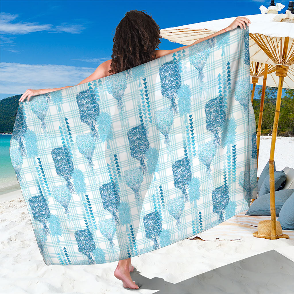 Aloha Hawaii Vintage Kahili Pa'a Lima Sarong Palaka Print Oceanic Turquoise