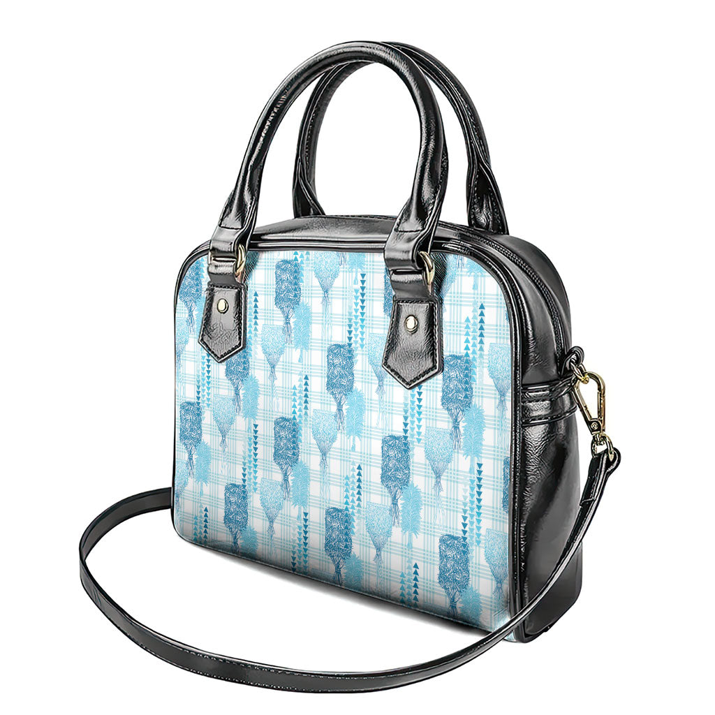Aloha Hawaii Vintage Kahili Pa'a Lima Shoulder Handbag Palaka Print Oceanic Turquoise