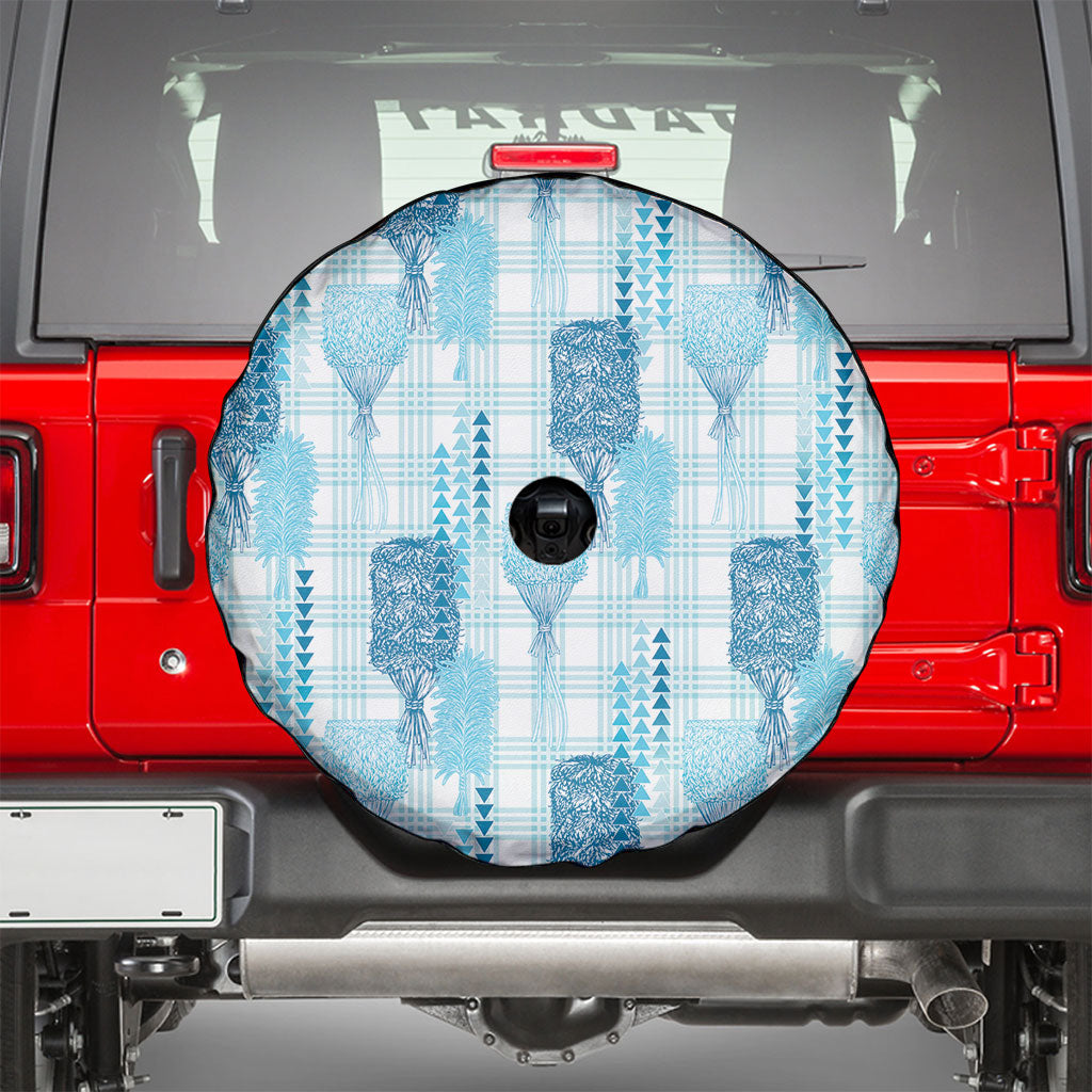 Aloha Hawaii Vintage Kahili Pa'a Lima Spare Tire Cover Palaka Print Oceanic Turquoise