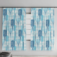 Aloha Hawaii Vintage Kahili Pa'a Lima Window Curtain Palaka Print Oceanic Turquoise