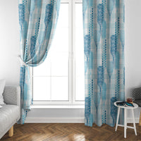 Aloha Hawaii Vintage Kahili Pa'a Lima Window Curtain Palaka Print Oceanic Turquoise