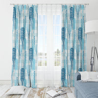 Aloha Hawaii Vintage Kahili Pa'a Lima Window Curtain Palaka Print Oceanic Turquoise