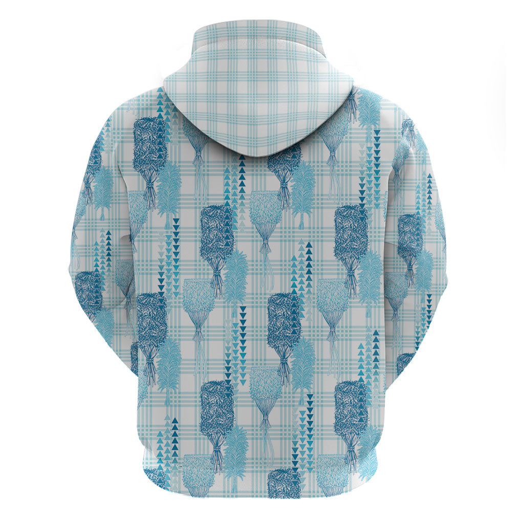 Aloha Hawaii Vintage Kahili Pa'a Lima Zip Hoodie Palaka Print Oceanic Turquoise