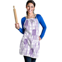 Aloha Hawaii Vintage Kahili Pa'a Lima Apron Palaka Print Pastel Lavender