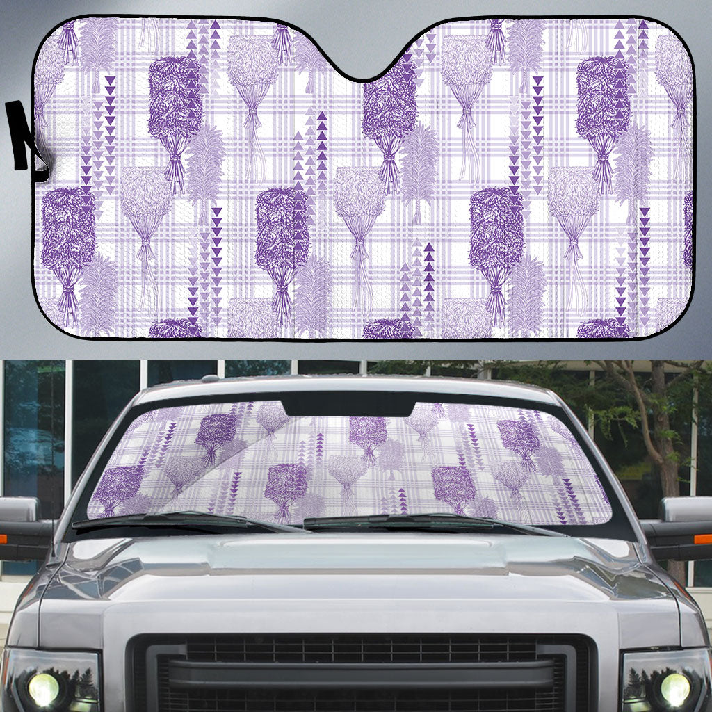 Aloha Hawaii Vintage Kahili Pa'a Lima Auto Sun Shade Palaka Print Pastel Lavender
