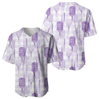 Aloha Hawaii Vintage Kahili Pa'a Lima Baseball Jersey Palaka Print Pastel Lavender
