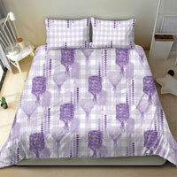 Aloha Hawaii Vintage Kahili Pa'a Lima Bedding Set Palaka Print Pastel Lavender