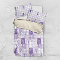 Aloha Hawaii Vintage Kahili Pa'a Lima Bedding Set Palaka Print Pastel Lavender