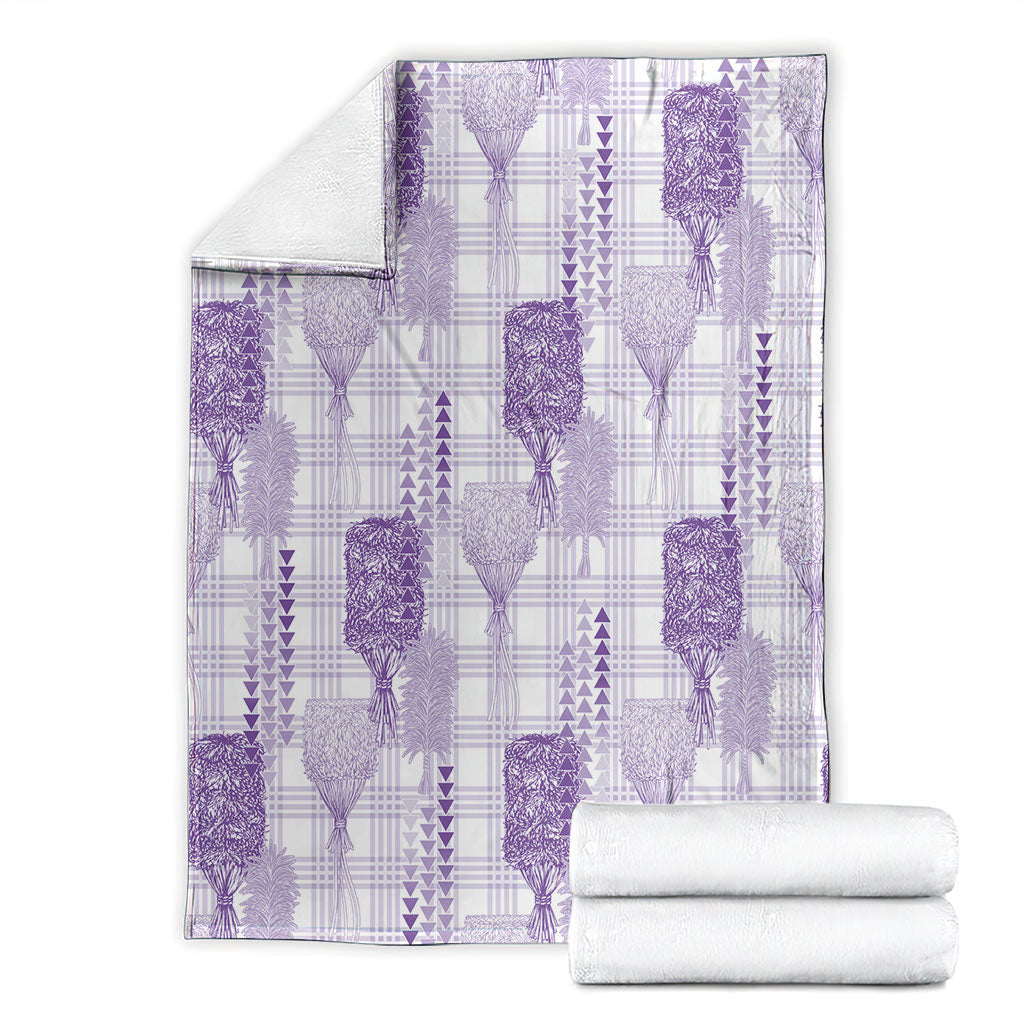 Aloha Hawaii Vintage Kahili Pa'a Lima Blanket Palaka Print Pastel Lavender