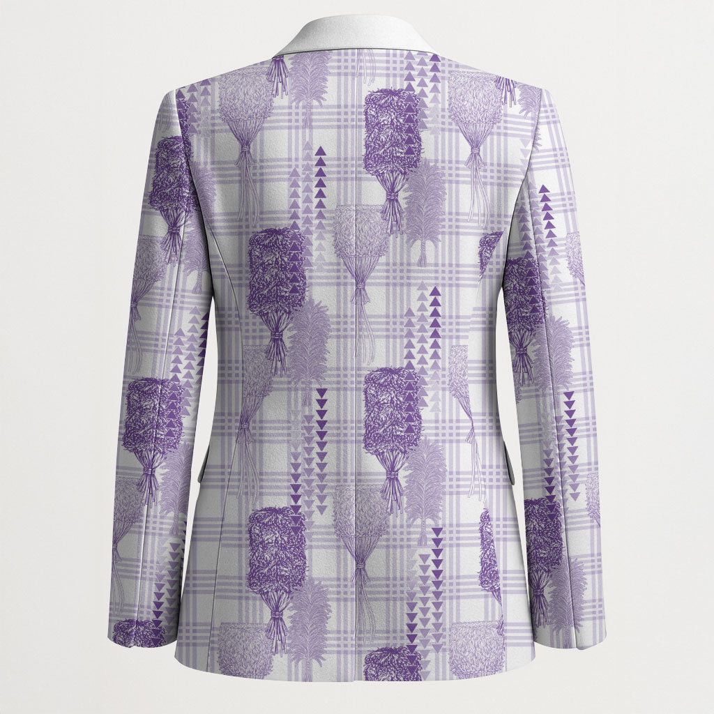 Aloha Hawaii Vintage Kahili Pa'a Lima Blazer Palaka Print Pastel Lavender