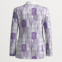 Aloha Hawaii Vintage Kahili Pa'a Lima Blazer Palaka Print Pastel Lavender