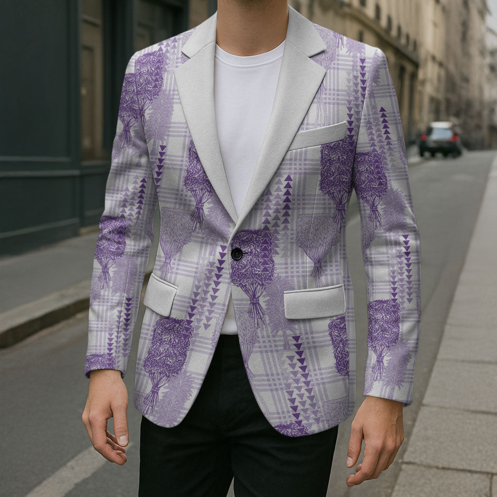Aloha Hawaii Vintage Kahili Pa'a Lima Blazer Palaka Print Pastel Lavender