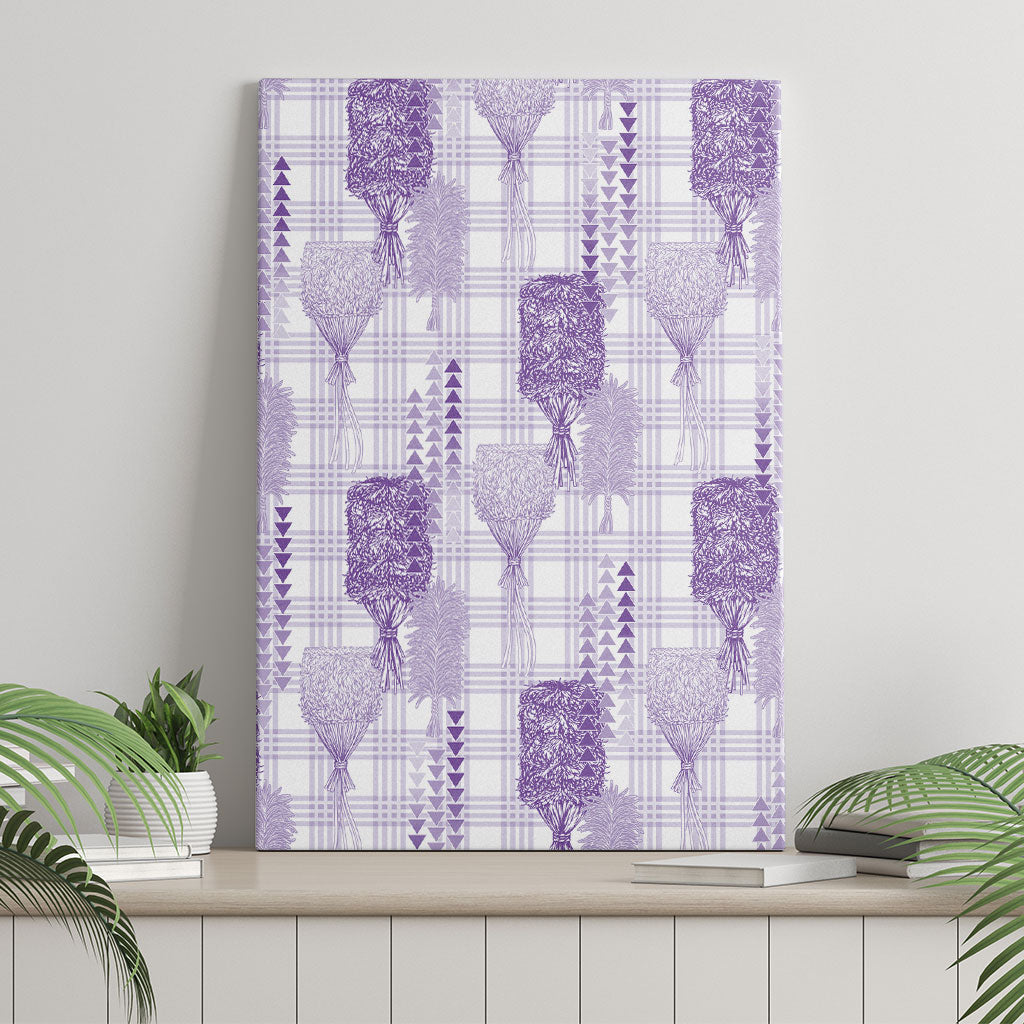 Aloha Hawaii Vintage Kahili Pa'a Lima Canvas Wall Art Palaka Print Pastel Lavender