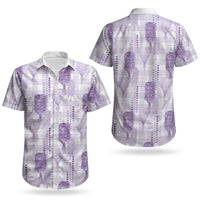 Aloha Hawaii Vintage Kahili Pa'a Lima Couples Matching Summer Maxi Dress and Hawaiian Shirt Palaka Print Pastel Lavender