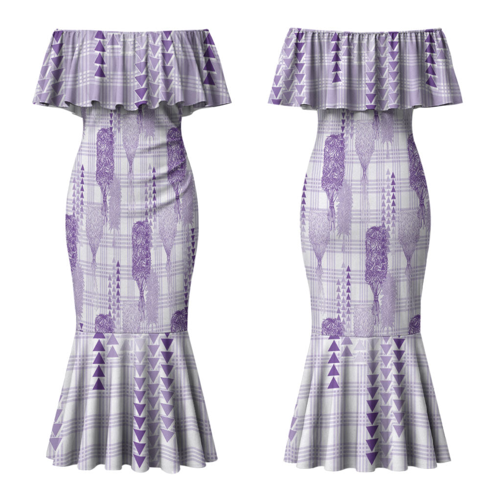 Aloha Hawaii Vintage Kahili Pa'a Lima Family Matching Mermaid Dress and Hawaiian Shirt Palaka Print Pastel Lavender