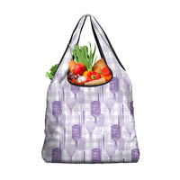 Aloha Hawaii Vintage Kahili Pa'a Lima Grocery Bag Palaka Print Pastel Lavender