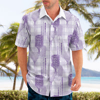 Aloha Hawaii Vintage Kahili Pa'a Lima Hawaiian Shirt Palaka Print Pastel Lavender