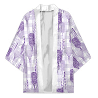 Aloha Hawaii Vintage Kahili Pa'a Lima Kimono Palaka Print Pastel Lavender