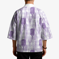 Aloha Hawaii Vintage Kahili Pa'a Lima Kimono Palaka Print Pastel Lavender
