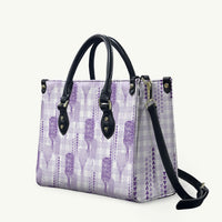Aloha Hawaii Vintage Kahili Pa'a Lima Leather Bag Palaka Print Pastel Lavender