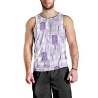Aloha Hawaii Vintage Kahili Pa'a Lima Men Tank Top Palaka Print Pastel Lavender