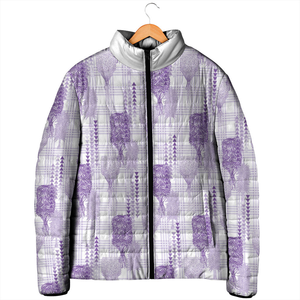 Aloha Hawaii Vintage Kahili Pa'a Lima Padded Jacket Palaka Print Pastel Lavender
