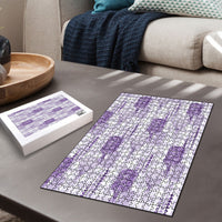 Aloha Hawaii Vintage Kahili Pa'a Lima Puzzle Palaka Print Pastel Lavender