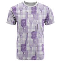 Aloha Hawaii Vintage Kahili Pa'a Lima T Shirt Palaka Print Pastel Lavender
