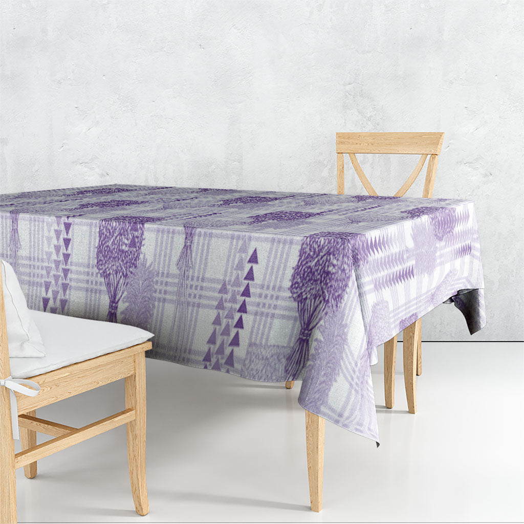 Aloha Hawaii Vintage Kahili Pa'a Lima Tablecloth Palaka Print Pastel Lavender
