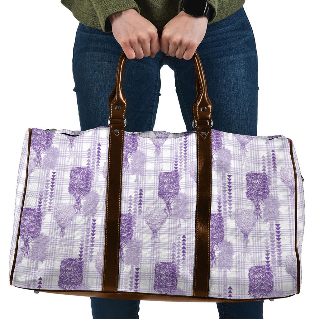 Aloha Hawaii Vintage Kahili Pa'a Lima Travel Bag Palaka Print Pastel Lavender