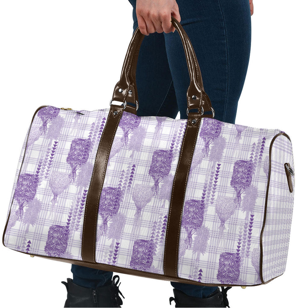 Aloha Hawaii Vintage Kahili Pa'a Lima Travel Bag Palaka Print Pastel Lavender