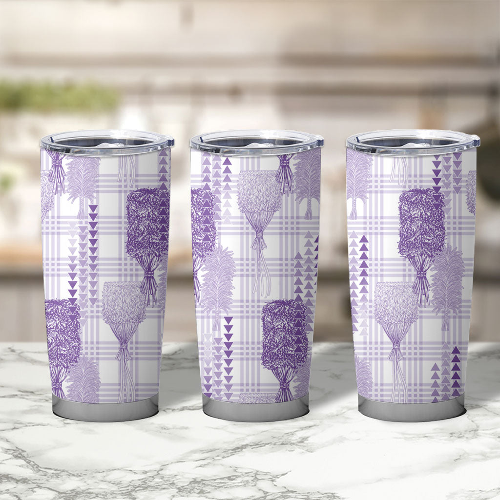 Aloha Hawaii Vintage Kahili Pa'a Lima Tumbler Cup Palaka Print Pastel Lavender