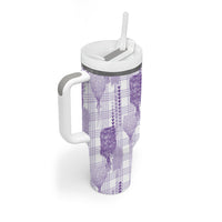 Aloha Hawaii Vintage Kahili Pa'a Lima Tumbler With Handle Palaka Print Pastel Lavender