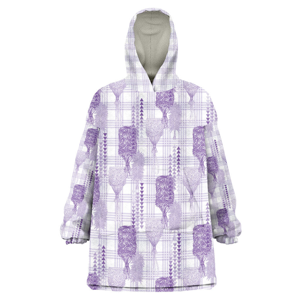 Aloha Hawaii Vintage Kahili Pa'a Lima Wearable Blanket Hoodie Palaka Print Pastel Lavender