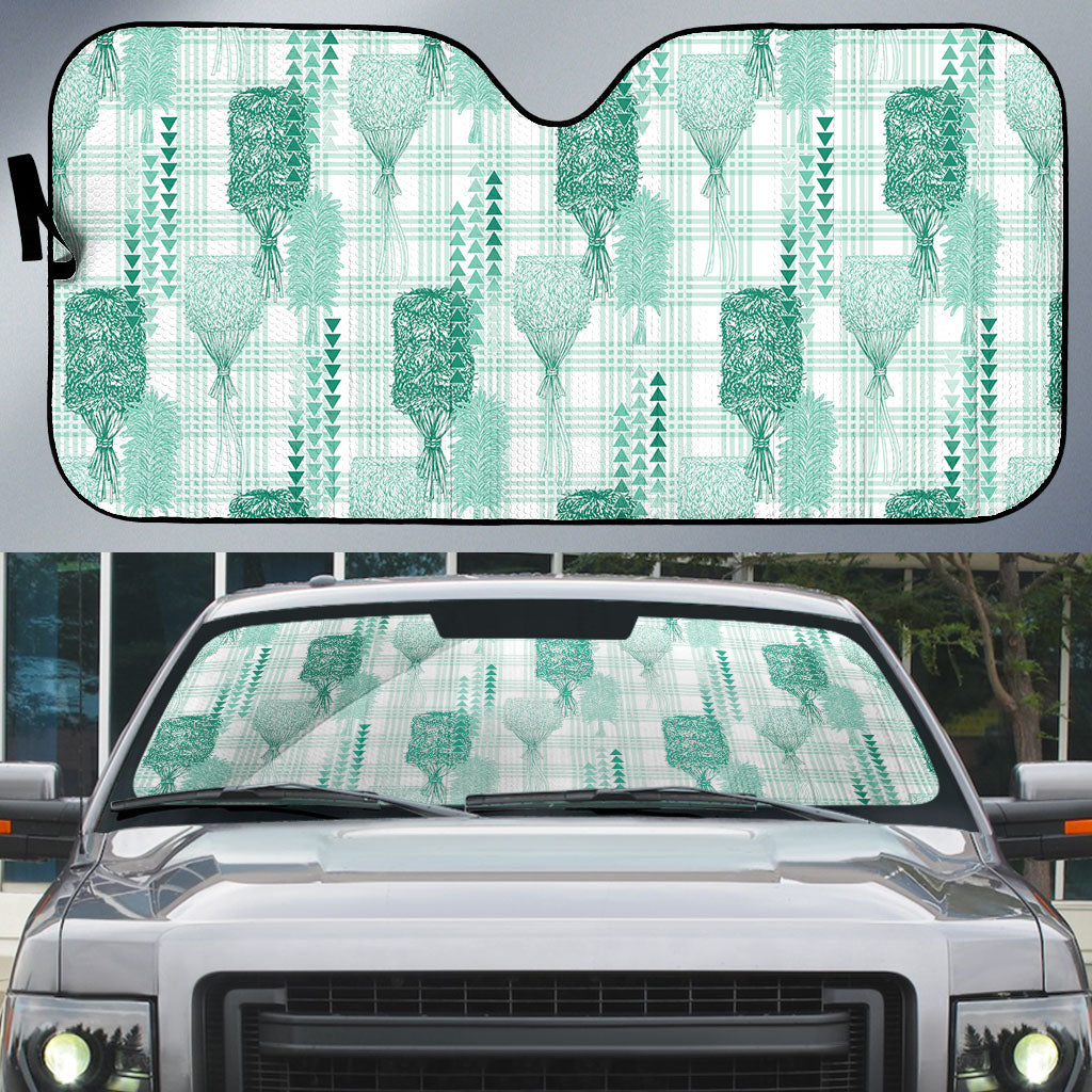 Aloha Hawaii Vintage Kahili Pa'a Lima Auto Sun Shade Palaka Print Mossy Teal LT7 Mossy Teal - Polynesian Pride