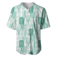 Aloha Hawaii Vintage Kahili Pa'a Lima Baseball Jersey Palaka Print Mossy Teal