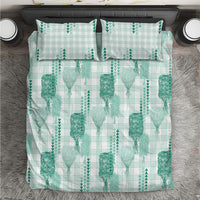 Aloha Hawaii Vintage Kahili Pa'a Lima Bedding Set Palaka Print Mossy Teal