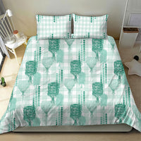 Aloha Hawaii Vintage Kahili Pa'a Lima Bedding Set Palaka Print Mossy Teal