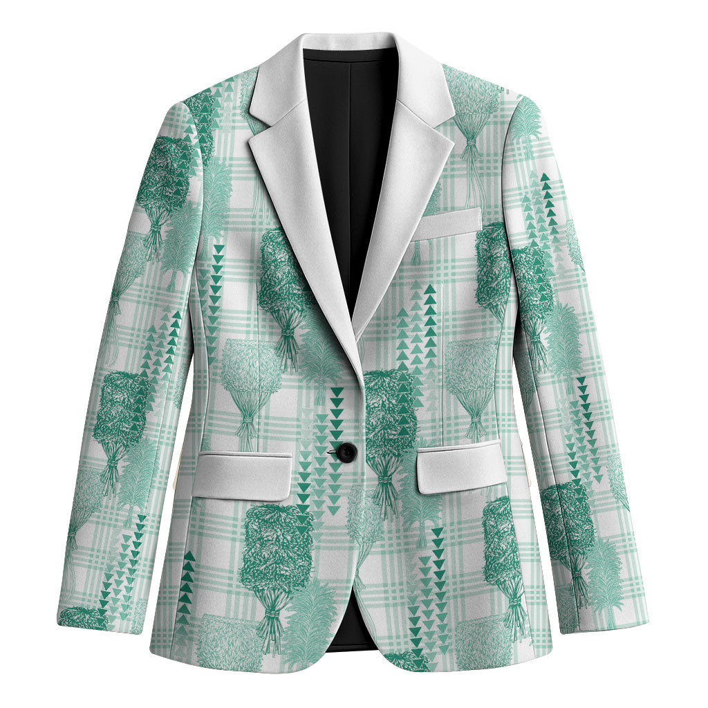 Aloha Hawaii Vintage Kahili Pa'a Lima Blazer Palaka Print Mossy Teal