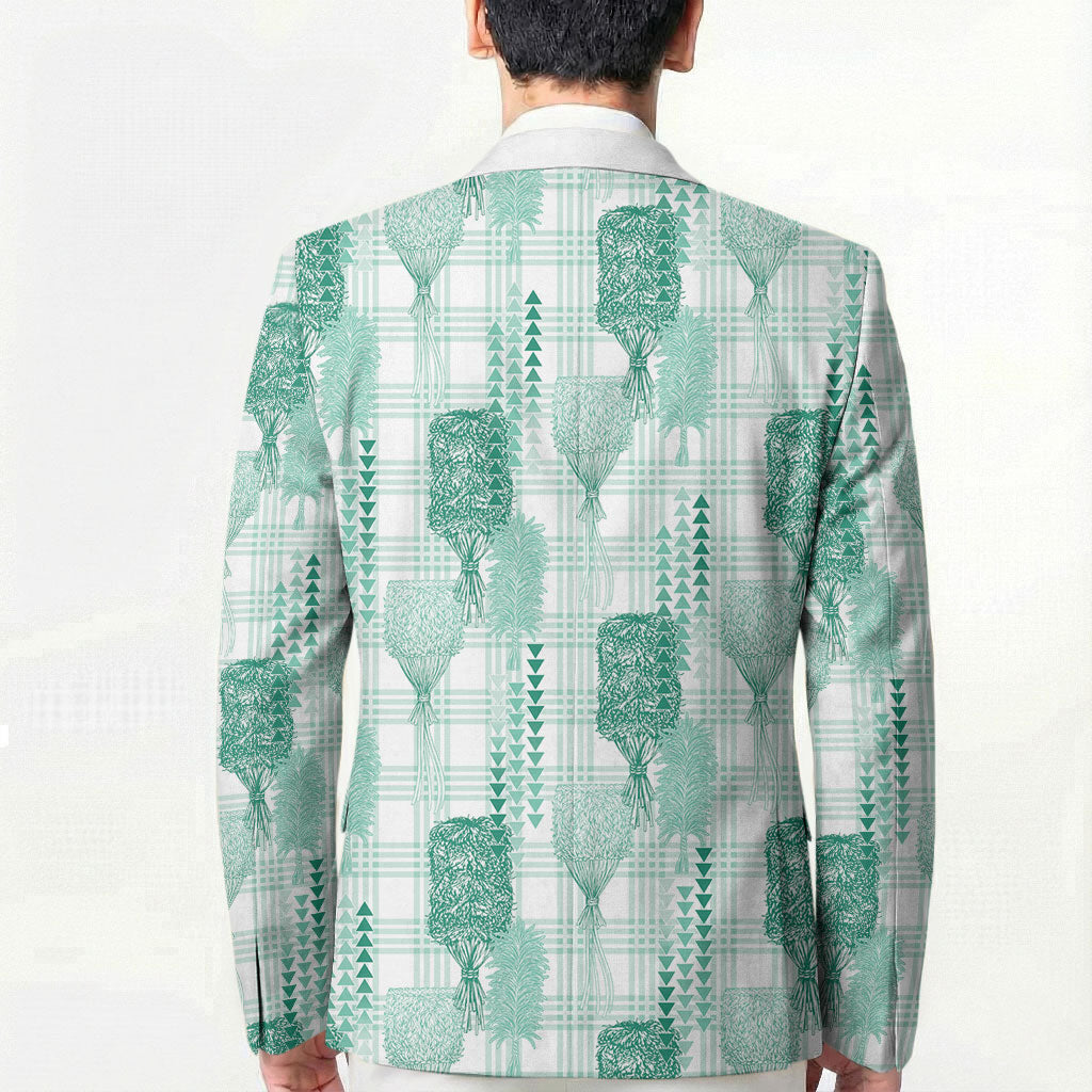 Aloha Hawaii Vintage Kahili Pa'a Lima Blazer Palaka Print Mossy Teal