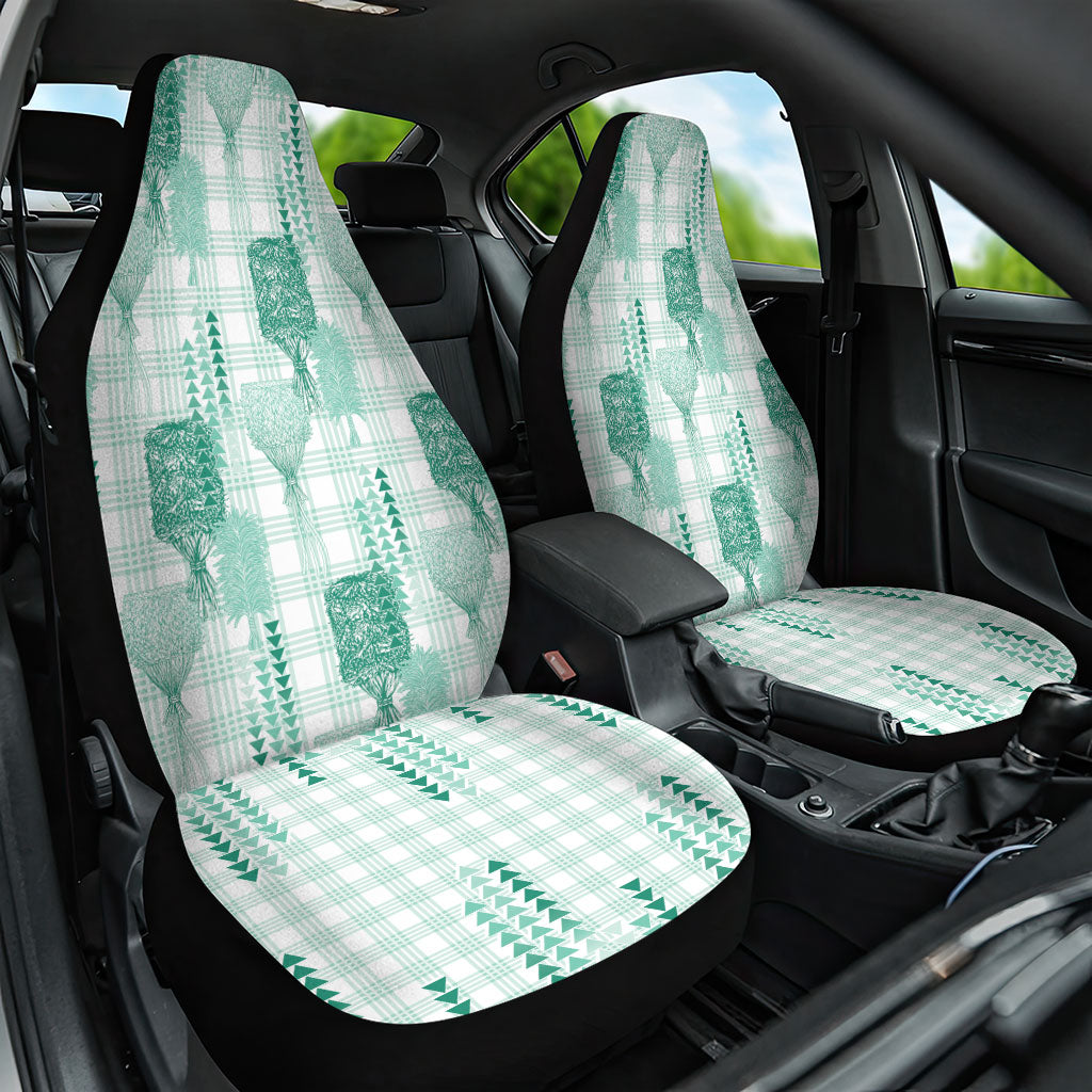 Aloha Hawaii Vintage Kahili Pa'a Lima Car Seat Cover Palaka Print Mossy Teal