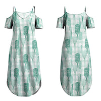 Aloha Hawaii Vintage Kahili Pa'a Lima Family Matching Summer Maxi Dress and Hawaiian Shirt Palaka Print Mossy Teal
