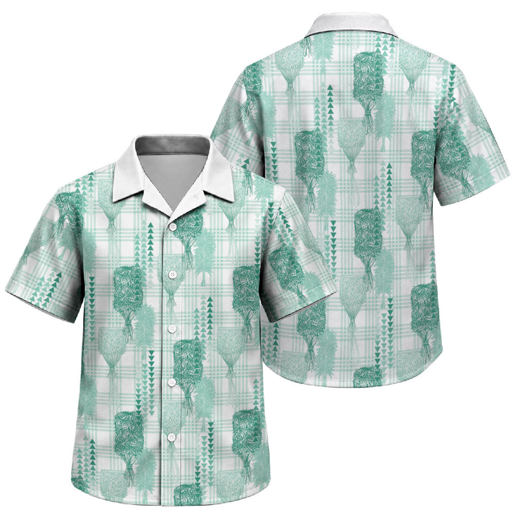 Aloha Hawaii Vintage Kahili Pa'a Lima Family Matching Summer Maxi Dress and Hawaiian Shirt Palaka Print Mossy Teal