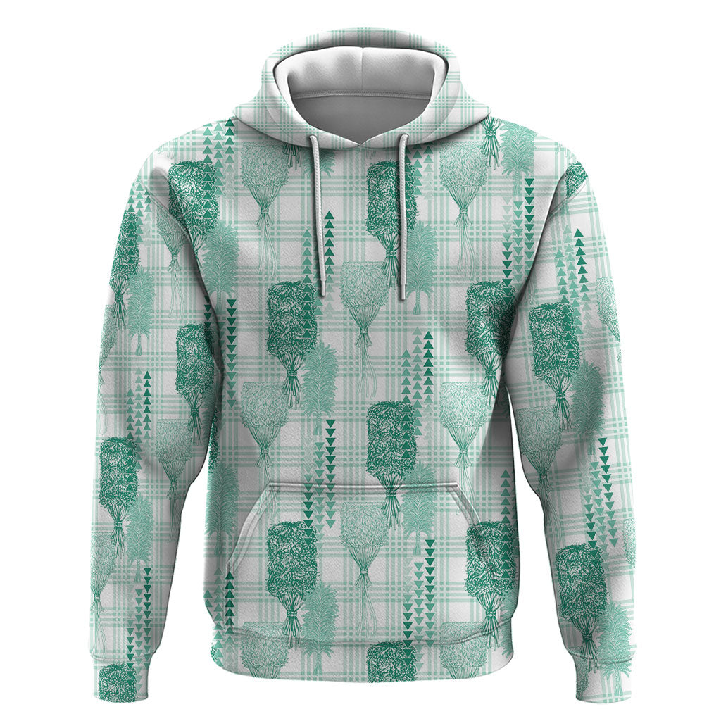 Aloha Hawaii Vintage Kahili Pa'a Lima Hoodie Palaka Print Mossy Teal LT7 Pullover Hoodie Mossy Teal - Polynesian Pride