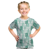 Aloha Hawaii Vintage Kahili Pa'a Lima Kid T Shirt Palaka Print Mossy Teal