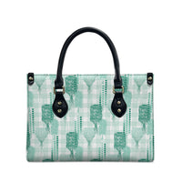Aloha Hawaii Vintage Kahili Pa'a Lima Leather Bag Palaka Print Mossy Teal